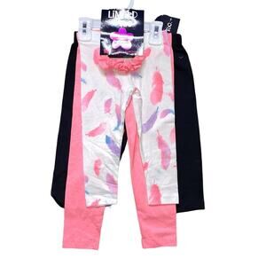 Girls NWT Limited Too 3 PK Leggings Set And Hair Scrunchie 2T